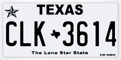 TX license plate CLK3614