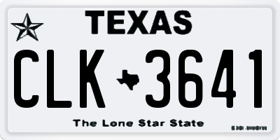 TX license plate CLK3641