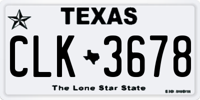 TX license plate CLK3678