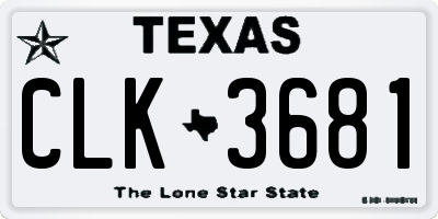 TX license plate CLK3681