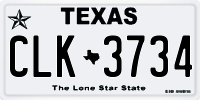 TX license plate CLK3734