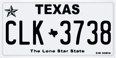 TX license plate CLK3738