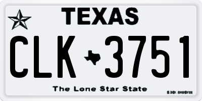 TX license plate CLK3751