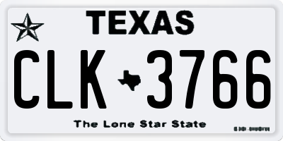 TX license plate CLK3766