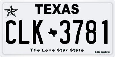 TX license plate CLK3781