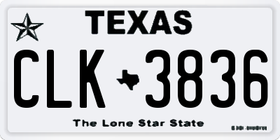 TX license plate CLK3836