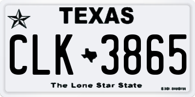 TX license plate CLK3865