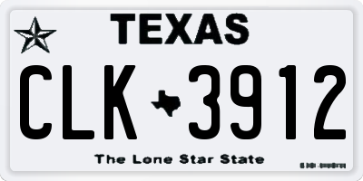 TX license plate CLK3912