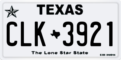 TX license plate CLK3921