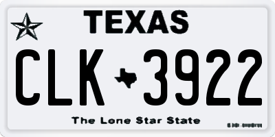 TX license plate CLK3922