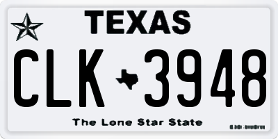 TX license plate CLK3948