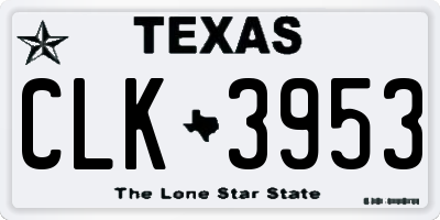 TX license plate CLK3953