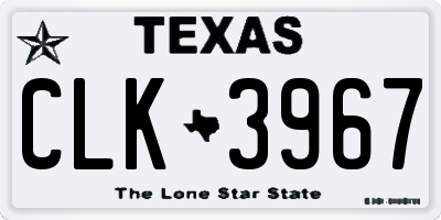 TX license plate CLK3967