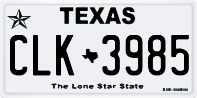 TX license plate CLK3985