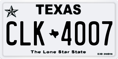 TX license plate CLK4007