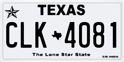 TX license plate CLK4081