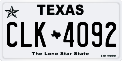 TX license plate CLK4092