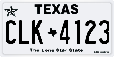 TX license plate CLK4123