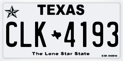 TX license plate CLK4193