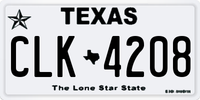 TX license plate CLK4208