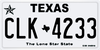 TX license plate CLK4233