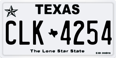 TX license plate CLK4254