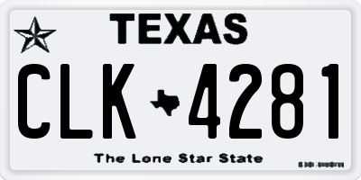 TX license plate CLK4281