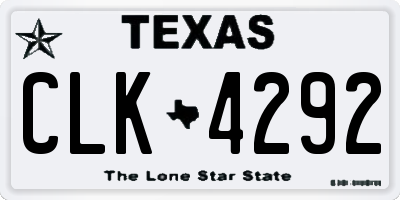 TX license plate CLK4292