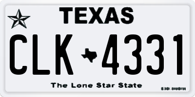 TX license plate CLK4331