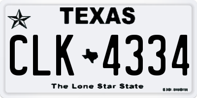 TX license plate CLK4334