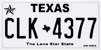 TX license plate CLK4377