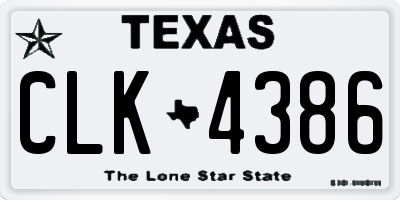 TX license plate CLK4386