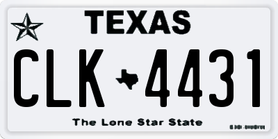 TX license plate CLK4431