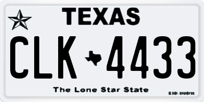 TX license plate CLK4433