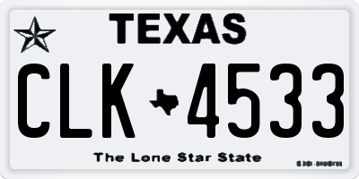 TX license plate CLK4533