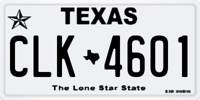 TX license plate CLK4601