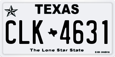 TX license plate CLK4631
