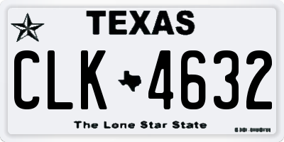 TX license plate CLK4632