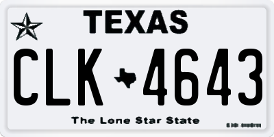 TX license plate CLK4643