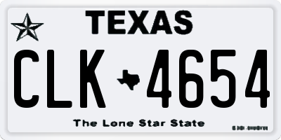 TX license plate CLK4654