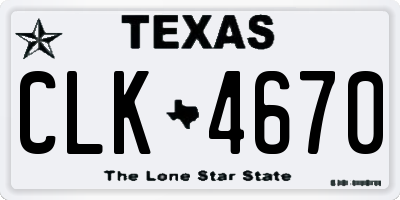 TX license plate CLK4670