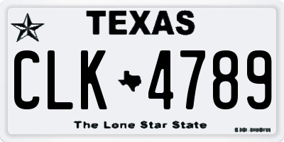 TX license plate CLK4789
