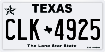 TX license plate CLK4925