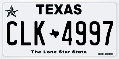 TX license plate CLK4997