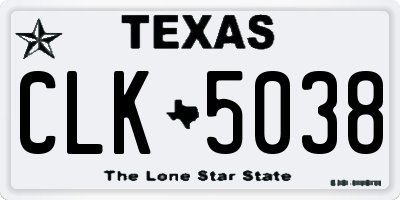 TX license plate CLK5038