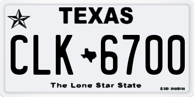 TX license plate CLK6700