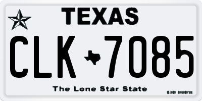 TX license plate CLK7085