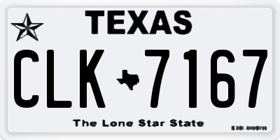 TX license plate CLK7167