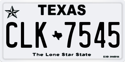 TX license plate CLK7545