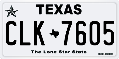 TX license plate CLK7605